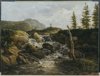 Paesaggio montuoso con cascata, Norvegia da Johan Christian Dahl