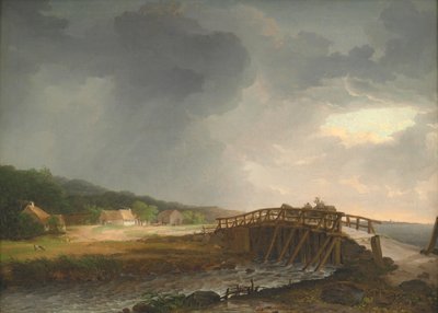 Il ponte sul fiume Tryggevælde con vista su Køge, Zelanda da Johan Christian Dahl