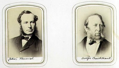 Ritratti di Sir John Tenniel (1820-1914) e George Cruikshank (1792-1878) c.1860 (stampa all
