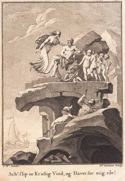 Invidia presso Eolo, seduto sulla cima di una roccia da J.F. Clemens
