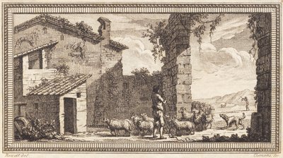 Un pastore con pecore e capre da J.F. Clemens