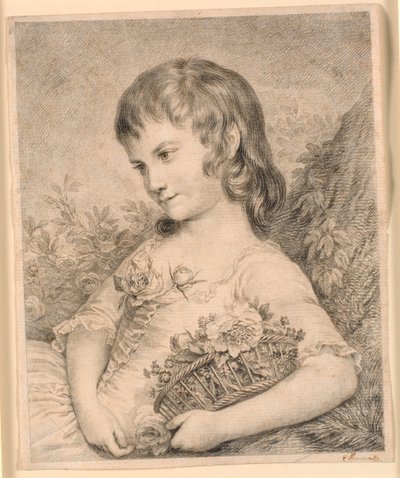 Bambina con un cesto di fiori (Octavie Diodati) da J.F. Clemens