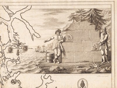 Vignetta del titolo per una carta nautica da J.F. Clemens