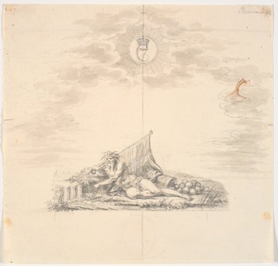 Vignetta del titolo per una carta nautica: "Carta dei Belts e del Sund" da J.F. Clemens