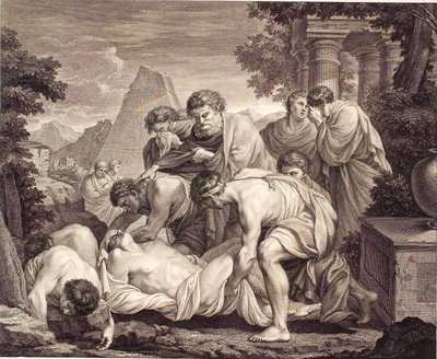Tobia fa seppellire i morti durante la peste da J.F. Clemens