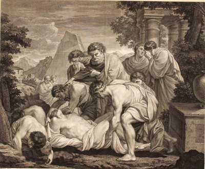 Tobia lascia seppellire i morti durante la peste da J.F. Clemens