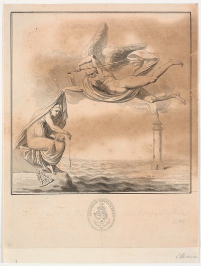 Bozza per il Rame del Titolo per la Guida di P. Løvenørn per i Naviganti nel Kattegat da J.F. Clemens