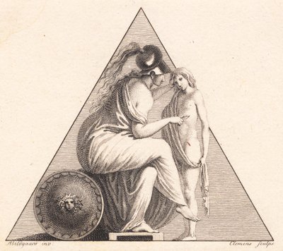 Vignetta che raffigura Pallade Atena che dà la vita a un giovane da J.F. Clemens