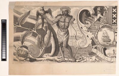 Parte del bordo di una mappa del Suriname (parte sinistra) da J.G. de la Croix