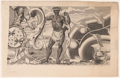 Parte del bordo di una mappa del Suriname (parte destra) da J.G. de la Croix