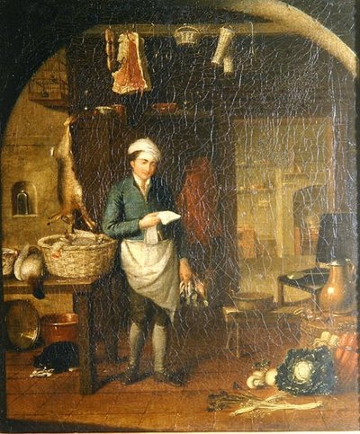 Interno di cucina con un domestico da J.H. Schack