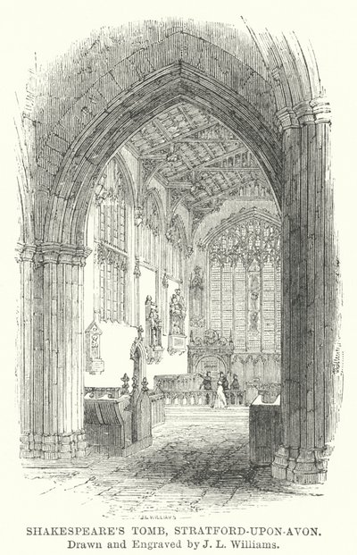 Tomba di Shakespeare, Stratford-upon-Avon da J.L. (after) Williams