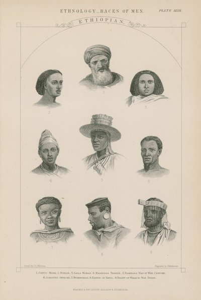 Nove volti di persone etiopi da J.L. Williams