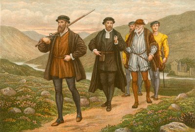 John Knox che porta la spada davanti a George Wishart, dopo il tentato assassinio a Dundee da J.M.L. Ralston