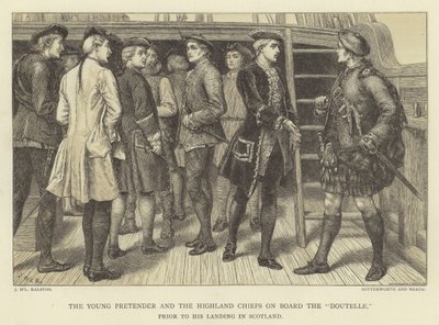 Il Giovane Pretendente e i capi degli Highlander a bordo della Doutelle prima del suo sbarco in Scozia da J.M.L. Ralston