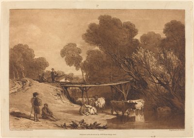 Ponte e Mucche, pubblicato 1807 da Joseph Mallord William Turner