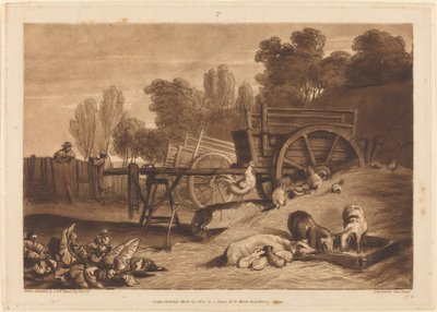Il Cortile della Fattoria con il Gallo, pubblicato 1809 da Joseph Mallord William Turner