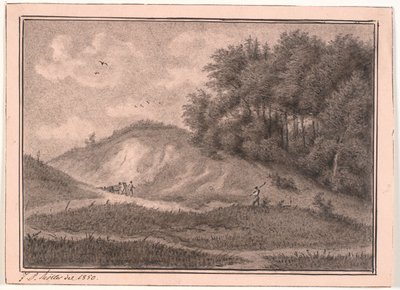 Terreno collinare con cava di ghiaia e alberi da J.P. Møller