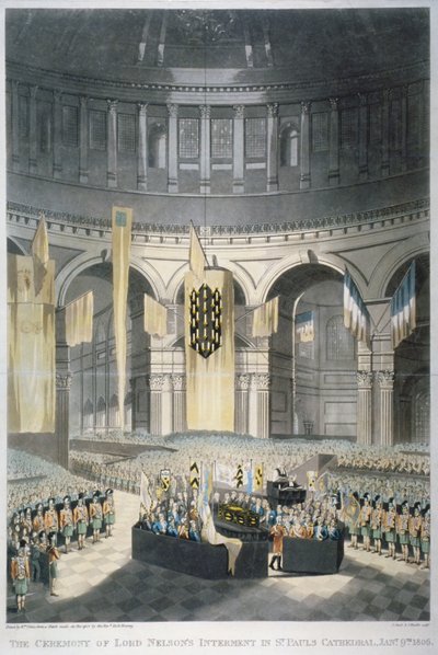 La cerimonia della sepoltura di Lord Nelson nella Cattedrale di San Paolo, Londra, 1806 da JR Hamble