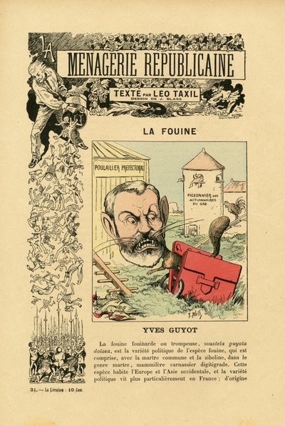 Illustrazione di J. Blass (1847-1892) in Menagerie Republicaine Galleria umoristica dei principali personaggi della Terza Repubblica da J. (1847 1892) Blass