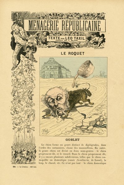 Illustrazione di J. Blass (1847-1892) in Menagerie Republicaine Galleria umoristica dei principali personaggi della Terza Repubblica da J. (1847 1892) Blass