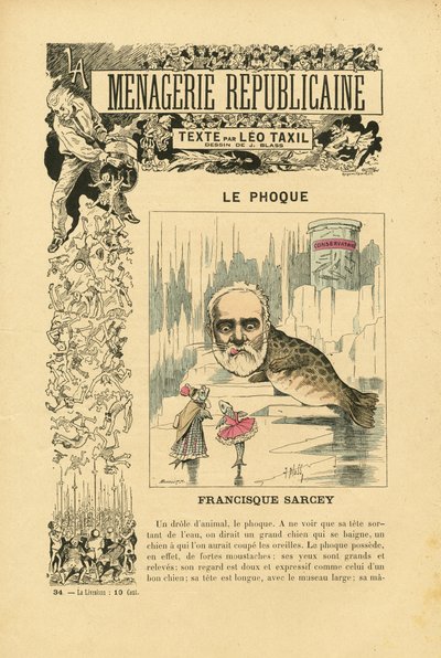 Illustrazione di J. Blass (1847-1892) in Menagerie Republicaine Galleria umoristica dei principali personaggi della Terza Repubblica da J. (1847 1892) Blass