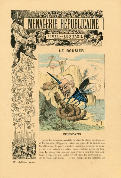 Menagerie Republicaine Galleria umoristica dei principali personaggi della Terza Repubblica, numero 27, Satirico a colori da J. (1847 1892) Blass