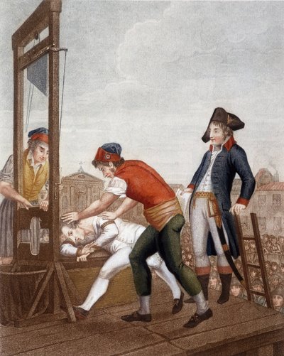 Maximilien Marie Isidore de Robespierre alla ghigliottina da J. (after) Beys