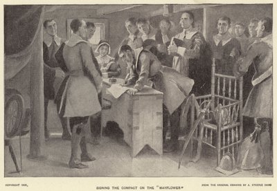 Firma del Patto sul "Mayflower" da J. (after) Steeple Davis