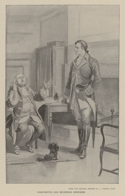 Washington e il governatore Dinwiddie (litografia) da J. (after) Steeple Davis
