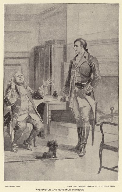 Washington e il Governatore Dinwiddie (litografia) da J. (after) Steeple Davis