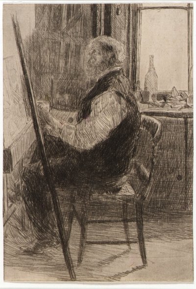 Artista seduto al cavalletto da J. Alden Weir
