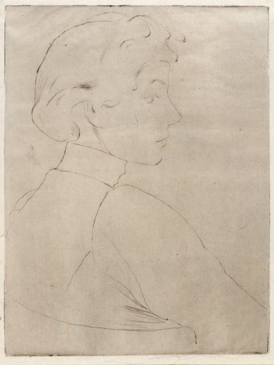 Testa grande di profilo da J. Alden Weir