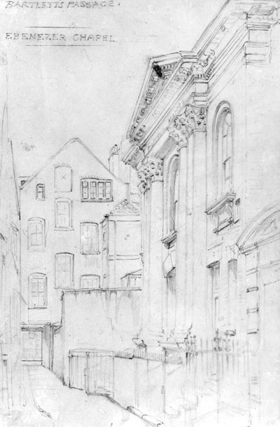 Cappella di Ebenezer, Bartletts Passage, c.1890 (disegno) da J. Appleton