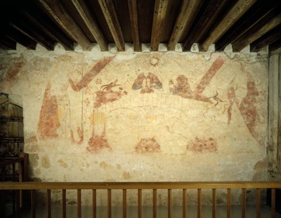 Un murale del XV secolo sulla parete est della camera dipinta a Cleeve Abbey, Somerset da J Bailey