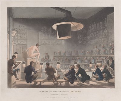 Disegno dal vivo alla Royal Academy, Somerset House, 1 gennaio 1808 da J. Bluck