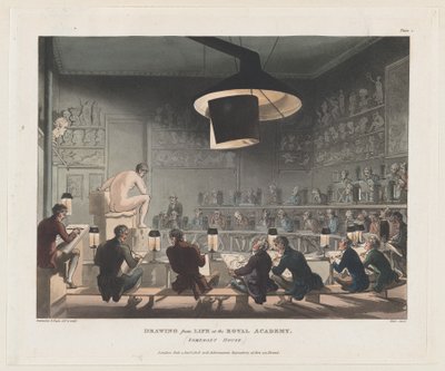 Disegno dal Vero alla Royal Academy, Somerset House, 1 gennaio 1808 da J. Bluck