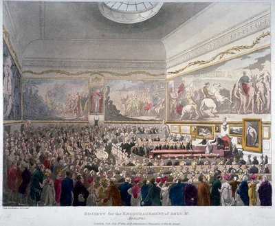 Riunione della Society of Arts negli edifici Adelphi, Westminster, Londra da J Bluck