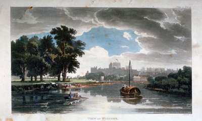 Veduta di Windsor dal fiume Tamigi, Berkshire, c. 1820 da J Bluck