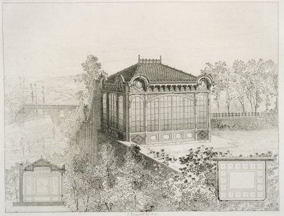 Piani ed elevazione di un padiglione da giardino, c.1880 da J. Boussard