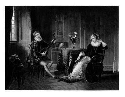 Chatelar suona il liuto a Maria Stuarda da J. C. Armytage