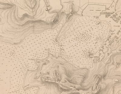 Grecia, il Pireo o Porto Drako rilevato dal comandante Thomas Graves, H.M.S. Beacon 1840 (dettaglio) da J. & C. Walker