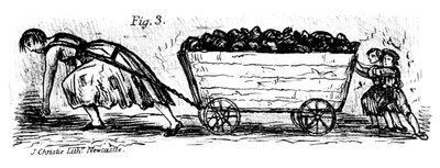 Donna e bambini trasportatori di carbone, Mid e East Lothian, Scozia, 1848 da J. Christie
