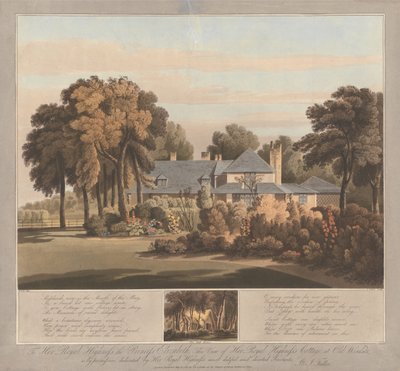 Vista del Cottage di Sua Altezza Reale la Principessa Elisabetta a Old Windsor con una Vista della Casa di Muschio Sotto da J. Clark