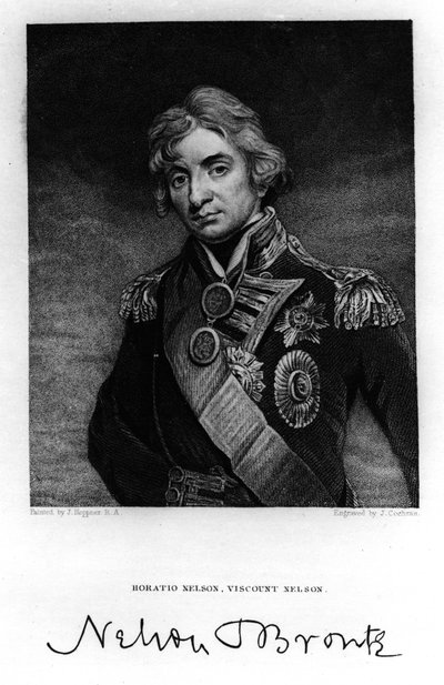 Horatio Nelson, 1° Visconte Nelson, comandante navale inglese, 19° secolo da J. Cochran
