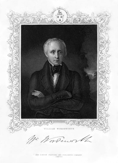 William Wordsworth, poeta romantico inglese, XIX secolo da J. Cochran