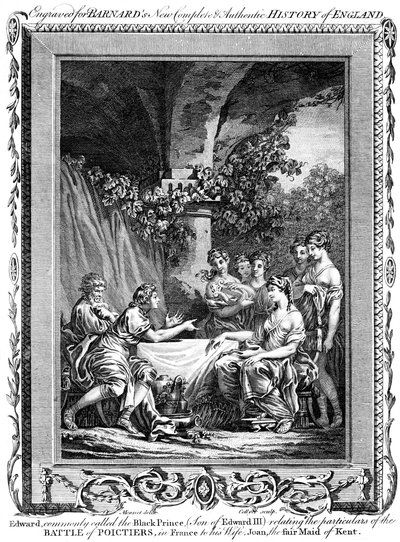 Edoardo, il Principe Nero, che racconta i particolari della Battaglia di Poitiers, XIX secolo da J. Collyer