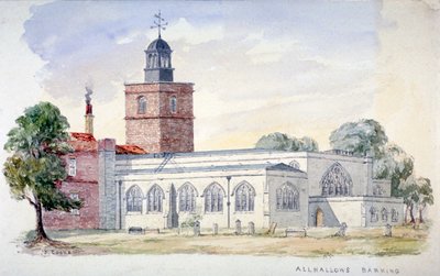 Chiesa di All Hallows-by-the-Tower, Londra, c. 1840 da J Cooke