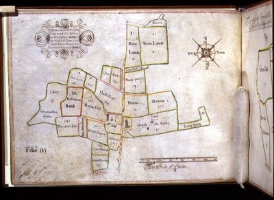 Mappa delle terre di Hornechurch Hall in Essex, di proprietà del New College, Oxford da J. E. Coffin