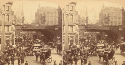 Gruppo di 4 Vedute Stereografiche di Ludgate Hill, Londra, Inghilterra da J F Jarvis